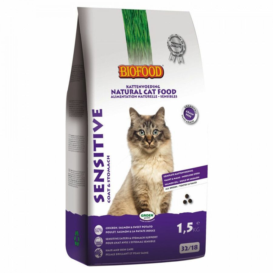Biofood BF Petfood Sensitive Coat & Stomach kattenvoer 2 x 1, 5 kg online kopen