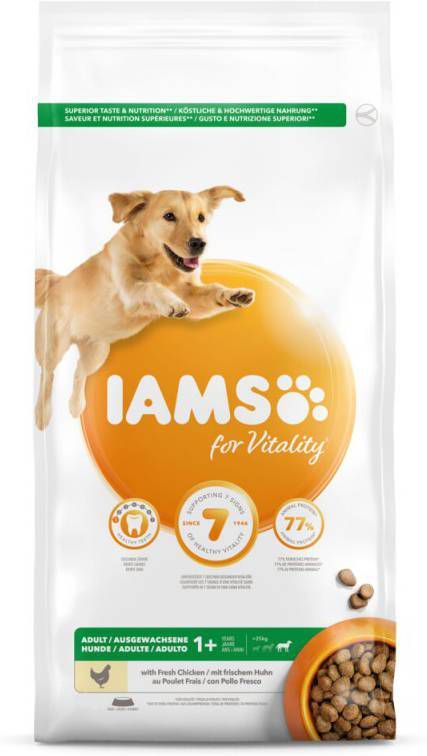 Iams for Vitality Adult Large Kip hondenvoer 12 + 3 kg gratis online kopen