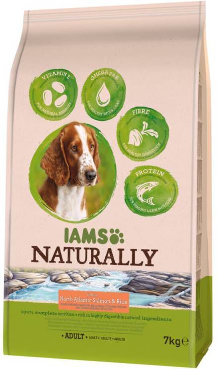 Iams 2x Naturally Dog Adult Atlantische Zalm&amp, Rijst 2, 7 kg online kopen
