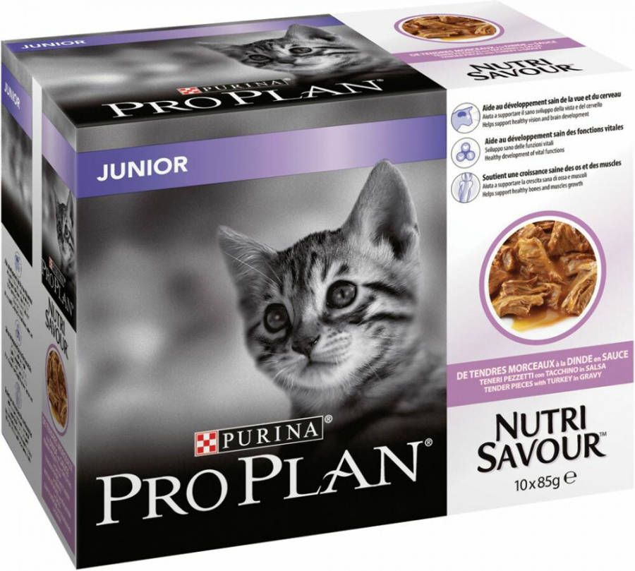 Pro Plan Cat Nutri Savour Junior Multipack Kattenvoer Kalkoen 10x85 g online kopen
