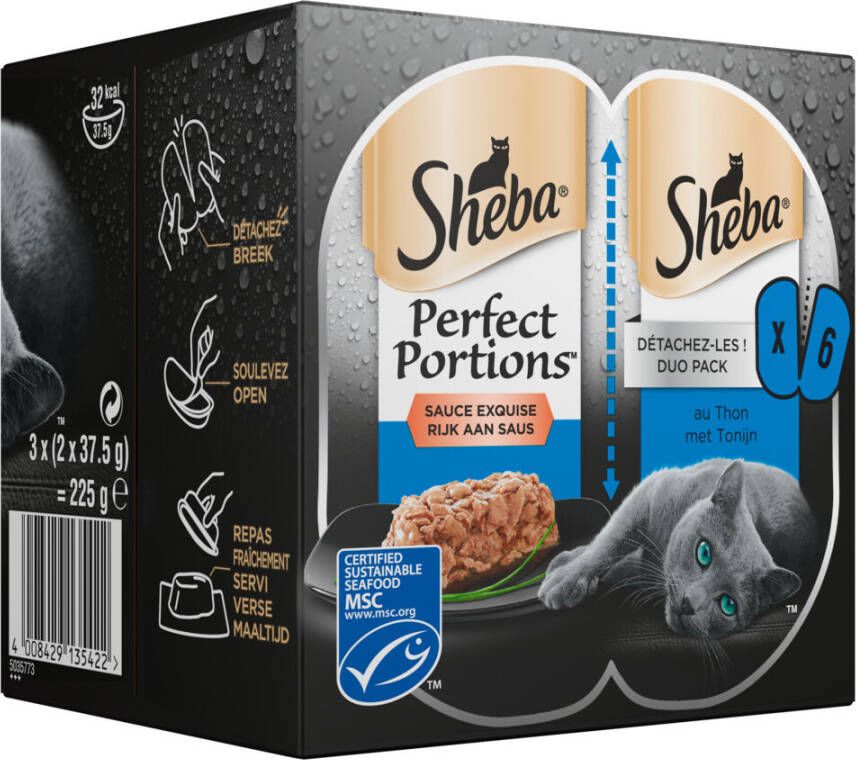 Sheba Perfect Portions Adult 6x37.5 g Kattenvoer Tonijn&Saus online kopen