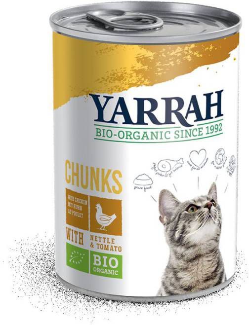 Yarrah 405g biologisch chunks Kip met brandnetel & tomaat in saus Kattenvoer online kopen