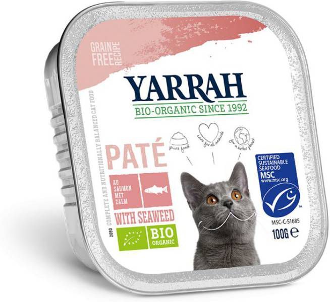 Yarrah 24 + 6 Gratis! Bio Chunks Kattenvoer Biologisch Zalm met zeewier online kopen