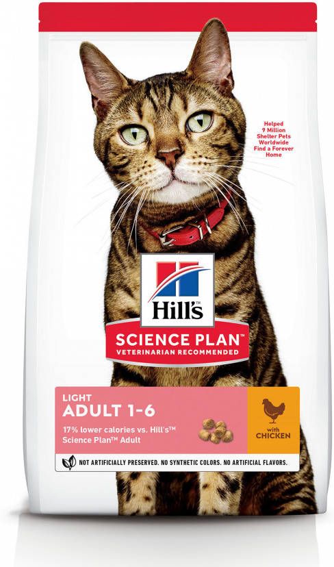 Hill's Hill&apos;s Adult Light kip kattenvoer 10 kg + 12 x Hill&apos;s Adult Light pouches online kopen
