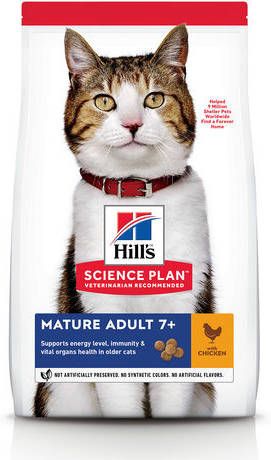 Hill's Hill&apos;s Mature Adult 7+ kip kattenvoer 10 kg + 12 x Hill&apos;s Mature/Senior Favourite Selection pouches online kopen