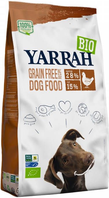 Yarrah Bio Graanvrij met Biologische Kip Hondenvoer Dubbelpak 2 x 10 kg online kopen