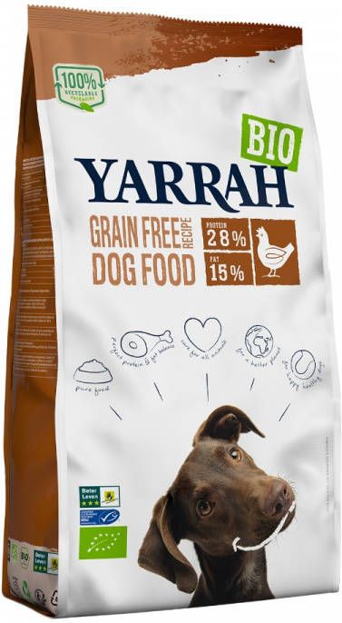 Yarrah Bio Graanvrij met Biologische Kip Hondenvoer Dubbelpak 2 x 10 kg online kopen
