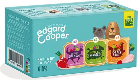 Edgard&Cooper Kuipjes Multipack Adult Chicken Game Lamb Hondenvoer Kip Wild Lam 6x100 g online kopen
