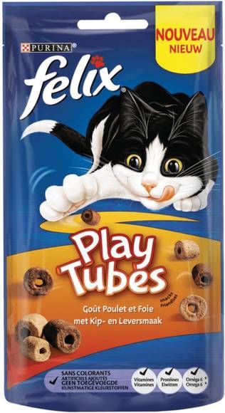 Felix Play Tubes kip en leversmaak kattensnoep 50g 4 x 50 gr online kopen