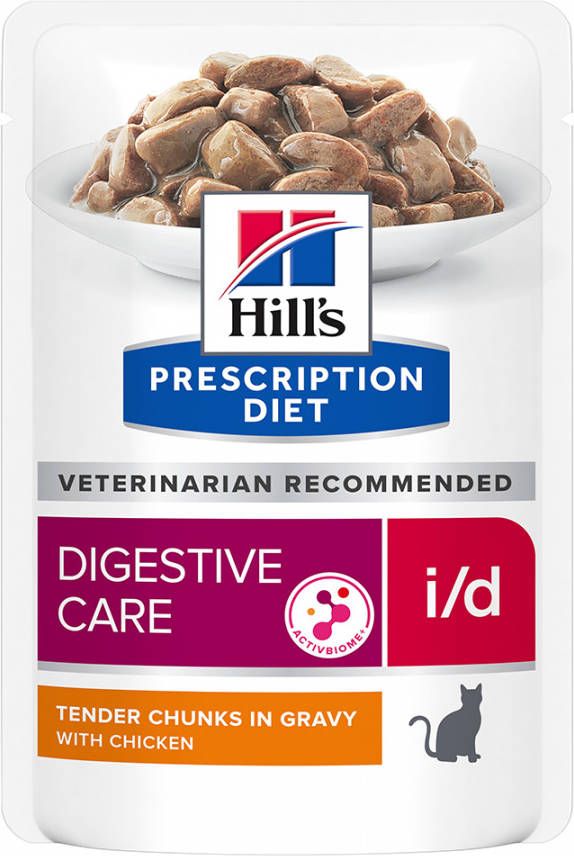 Hill&apos, s Prescription Diet I/D Digestive Care natvoer kat met kip maaltijdzakje multipack 2 dozen(24 x 85 gr ) online kopen