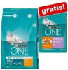 Purina One 3 kg + 12 maaltijdzakjes gratis! Adult Zalm & Volkorenrijst + 12 x Sensitive Kip en Wortels natvoer online kopen